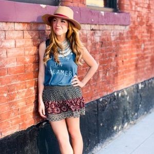 Navy and maroon miniskirt